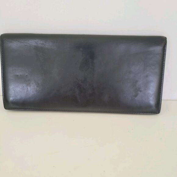 Dunhill Designer Checkbook Card Slim Bill Holder Wallet Black Bifold Leather - Picture 2 of 8